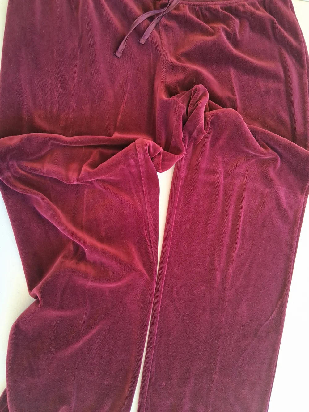 Made For Life .. Velour Zip-Front Lounge Set in Burgundy